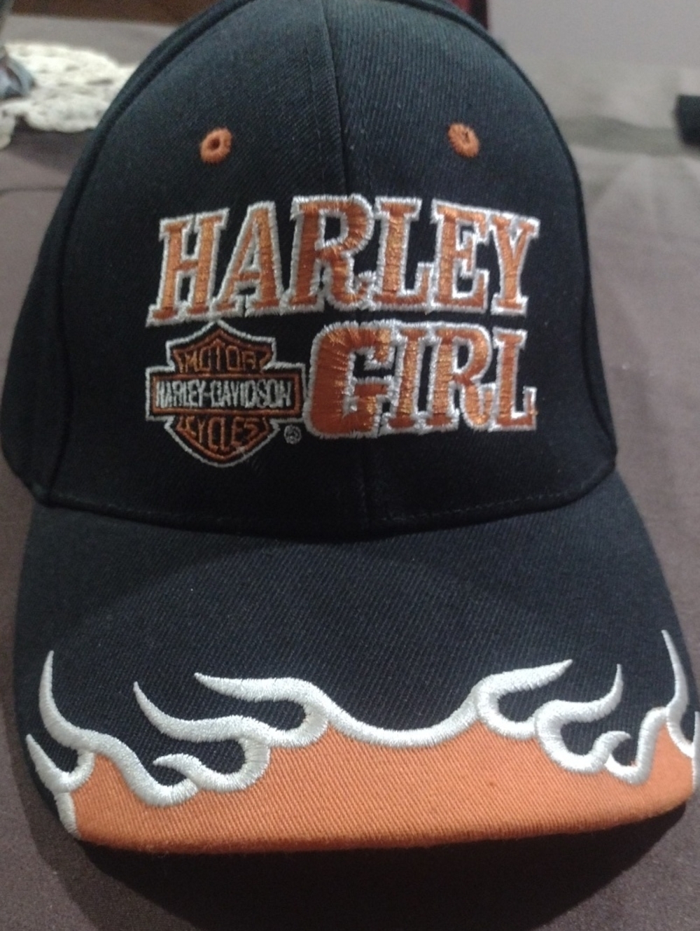 Harley-Davidson Black and Orange "Harley Girl" Embroidered Hat